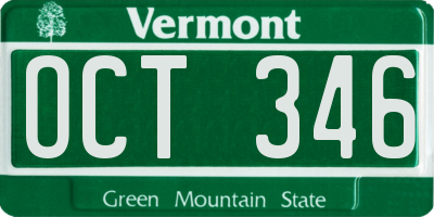 VT license plate OCT346
