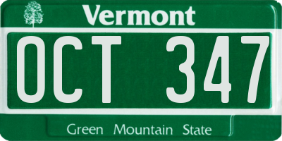 VT license plate OCT347