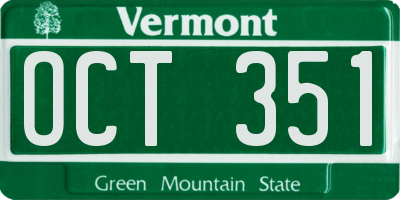 VT license plate OCT351