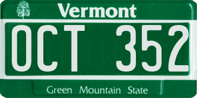 VT license plate OCT352