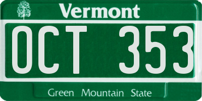 VT license plate OCT353