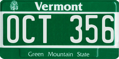 VT license plate OCT356