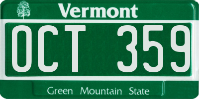 VT license plate OCT359