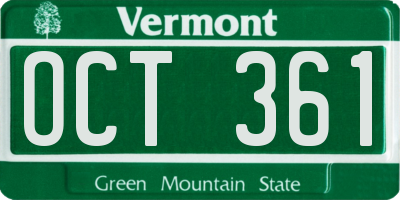 VT license plate OCT361