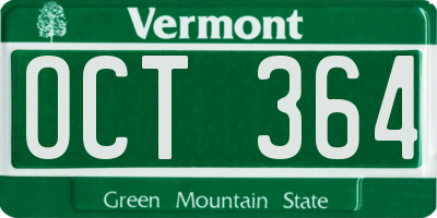 VT license plate OCT364