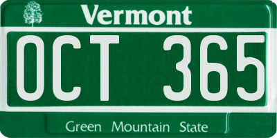 VT license plate OCT365