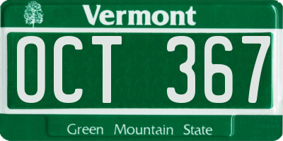 VT license plate OCT367
