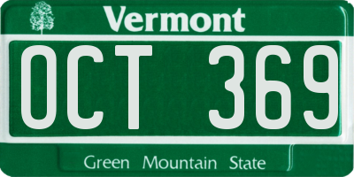 VT license plate OCT369
