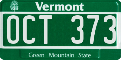 VT license plate OCT373