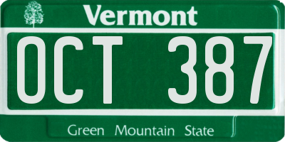 VT license plate OCT387