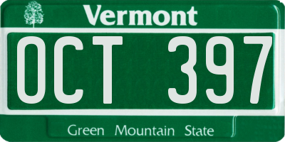 VT license plate OCT397