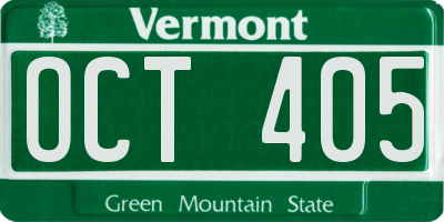 VT license plate OCT405