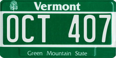 VT license plate OCT407