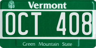 VT license plate OCT408