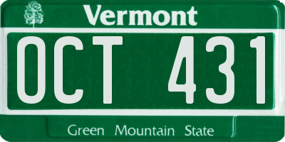VT license plate OCT431