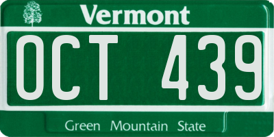 VT license plate OCT439