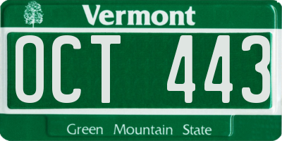 VT license plate OCT443