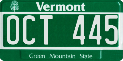 VT license plate OCT445