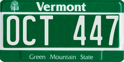 VT license plate OCT447