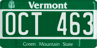 VT license plate OCT463