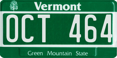 VT license plate OCT464