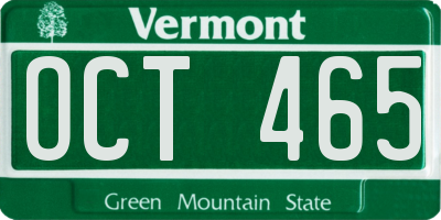 VT license plate OCT465