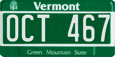 VT license plate OCT467