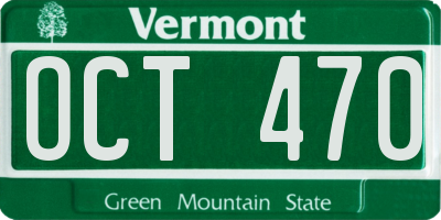 VT license plate OCT470
