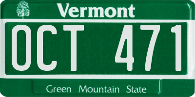 VT license plate OCT471
