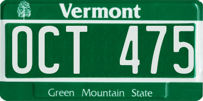VT license plate OCT475