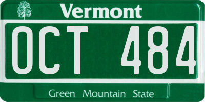 VT license plate OCT484