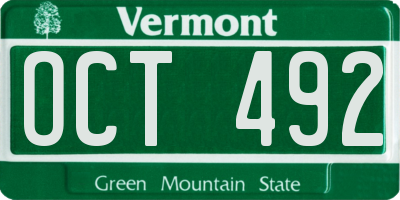 VT license plate OCT492