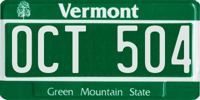 VT license plate OCT504