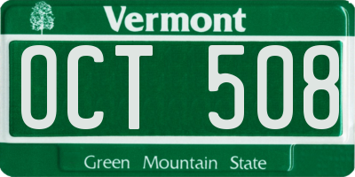VT license plate OCT508