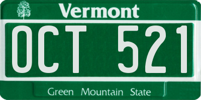 VT license plate OCT521
