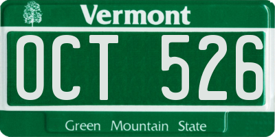 VT license plate OCT526