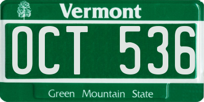 VT license plate OCT536