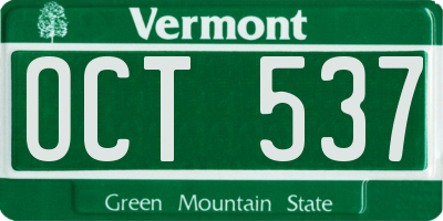 VT license plate OCT537
