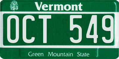 VT license plate OCT549