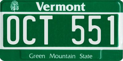 VT license plate OCT551
