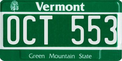 VT license plate OCT553