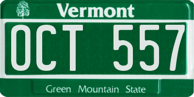 VT license plate OCT557