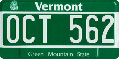 VT license plate OCT562