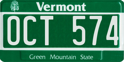 VT license plate OCT574
