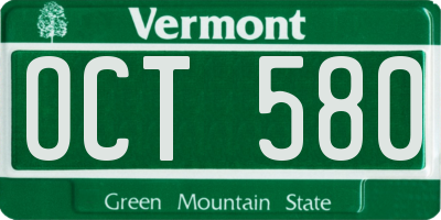 VT license plate OCT580