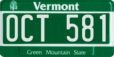 VT license plate OCT581