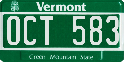 VT license plate OCT583