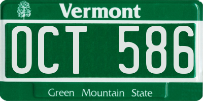 VT license plate OCT586