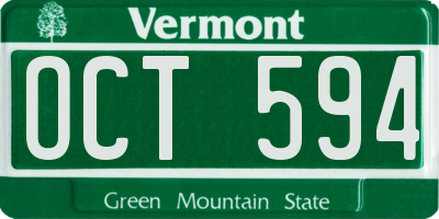 VT license plate OCT594