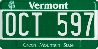 VT license plate OCT597